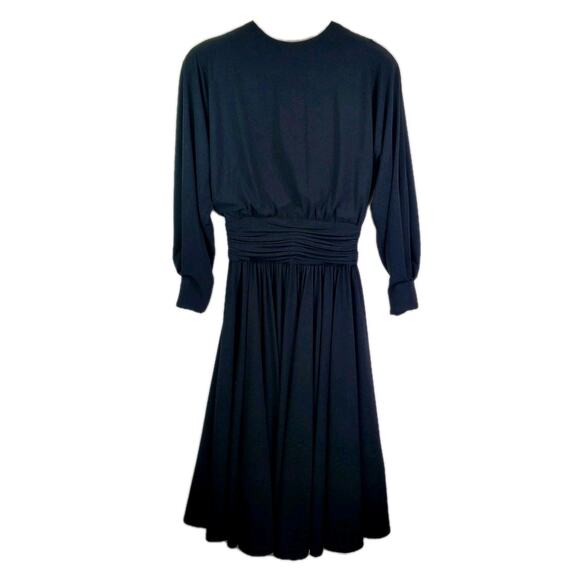 Vtg 90s LIZ CLAIBORNE Black Button Down Back Empire Waist Maxi Dress Sz 8 Medium - Picture 1 of 10